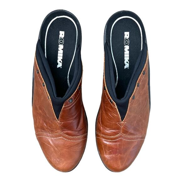 Romika Mokassetta Brown Leather Mules - Picture 3 of 7